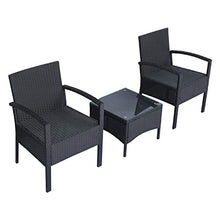 miozzi Set Salotto da Giardino 2 Poltroncine e Tavolino con Cuscini Rattan Sintetico Nero