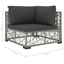 SKM Set Divani da Giardino 5 pz con Cuscini in Polyrattan Grigio