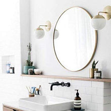 IG Specchio - Specchio Rotondo a Parete da Bagno, Specchio da Parete, Stile Minimalista Nordico, Specchio, Specchio Moderno Del Bagno, Struttura Del Metallo Principale,Oro,80 Cm.