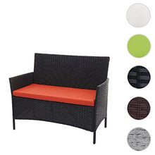 Mendler Serie Halden per l'esterno Divano Sofa 2 posti polyrattan Antracite con Cuscino Arancione