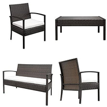 HJYUIK Garden Rattan Mobili Divano da Esterno A 4 Posti Patio Rattan Mobili da Giardino Set con Montaggio