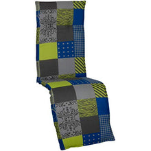 beo – Cuscino per Sedia a Sdraio, Giardino, Patchwork 175 x 48 x 6 cm, Blu/Verde/Grigio/Multi