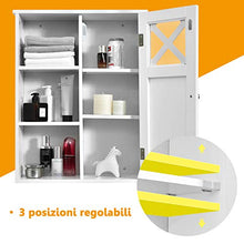 COSTWAY Armadietto da Parete, Mobiletto da Bagno a Muro con Ripiano Regolabile, Bianco, 61 x 48 x 17,5 cm
