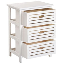 Beliani Comodino Rustico in Legno di Paulownia con 3 Cassetti Bianco Lucky