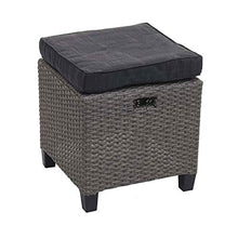 Mendler Salottino da Giardino con Tavolo e 2X Pouf HWC-E95 polyrattan Grigio Cuscini Antracite