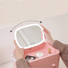 LFK Nuovo Multi-funzione USB Jack Storage Caso Cosmetico LED Touch Interruttore Trucco Specchio Creativo Mano Lampada Luce Trucco Box Bellezza Specchio