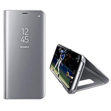 Saceebe Compatibile con Galaxy S10 Custodia pelle Cover a libro Specchio Mirror effect Electroplating Plating Portafoglio Flip Case Custodia in pelle Anteriore e posteriore Bumper Cover,argento