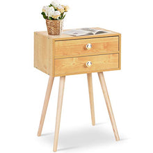Goplus Comodino con Cassetto in Legno Design Moderno per Camera da Letto (con 2 cassetti)