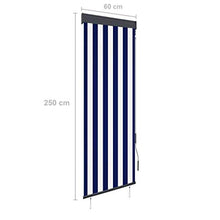 vidaXL - Tenda avvolgibile per esterni, 60 x 250 cm, colore: blu e bianco
