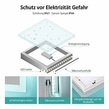 EMKE Specchio Bagno LED 80 x 60 cm Specchio da Parete Illuminazione con Interruttore Touch, Orologio Digitale e Anti-Appannamento