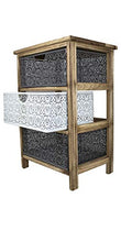 Tata Home Mobiletto in Legno Comodino da Camera Bagno o Ingresso 3 Cassetti in Ferro Bianco e Grigio Stile Shabby Chic Dimensioni 40x29x58 cm MOD. Miguel