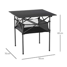 giordano shop Tavolo Pieghevole da Campeggio 70x70x69 cm in Alluminio Nero