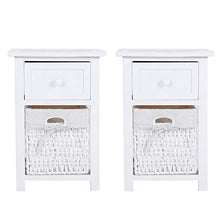 GXP 2pcs / Set Lavaggio da Comodino in Legno Naturale con Cassetti E Cestino (Bianco)
