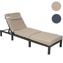 Lettino da esterno polyrattan HWC-A51 regolabile Premio antracite cuscino beige