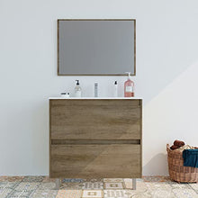 MarinelliGroup Mobile Bagno 80 cm con lavabo in Ceramica e Specchio con cassetti Rovere. Dalia