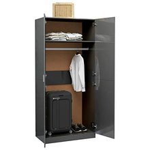 Tidyard Armadio Grigio Lucido 80x52x180 cm in Truciolato,con Un Compartimento Alto e Un'asta all'Interno