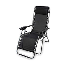 Mediawave Store - Sedia Sdraio Nera Pieghevole EVERTOP 604001 Totalmente reclinabile gravità Zero