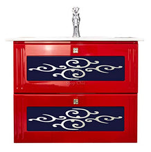 Shop Chic Mobile Bagno sospeso 75 cm Finitura Laccata in Rosso con lavabo in Ceramica Stile Ultra Moderno