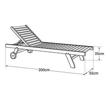 BENEFFITO SALENTO – Sdraio in teak – Schienale reclinabile – Due ruote – Solido e resistente alle intemperie – 200 x 65 x 35 cm – Peso massimo 150 kg