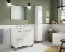 Esidra Mobile Colonna Contenitore Bagno a 2 Ante, Bianco, 30 x 182 x 25 cm