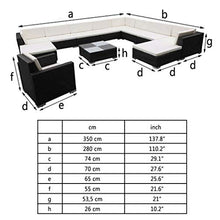 UnfadeMemory Set Divani da Giardino Resistente agli Agenti Climatici ed Impermeabile 12 pz con Cuscini in Polyrattan Nero