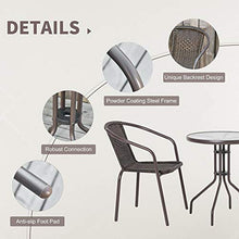 Set Tavolo e 2 Sedie da Giardino in Acciaio e Rattan Marrone