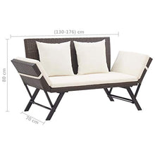 Festnight Panchina da Esterni in Polyrattan, Panche da Giardino con Cuscini Marrone 176 cm