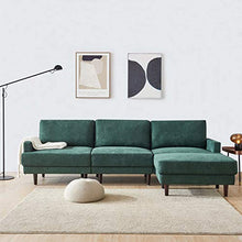 belupai Divano moderno in tessuto, a forma di L, 3 posti, con ottomana, 266 cm, smeraldo