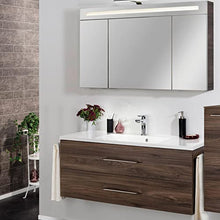 FACKELMANN B.Clever - Set di mobili da bagno, 2 pezzi, 120 cm, con lavabo in marmo e armadietto a specchio a LED