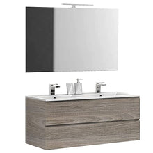 bonussi Mobile Bagno Sospeso 120 cm 2 Lavabi e Specchio Connor Rovere