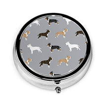Bull Terrier - Contenitore rotondo per pillole in metallo, con 3 scomparti per medicine, in metallo, per viaggi all'aperto