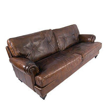 Divano loungessa, Pembury, 3 posti, in pelle, stile vintage, divano da club - Arredi Casa