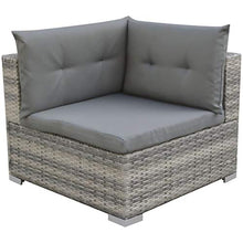 SKM Set Divani da Giardino 10 pz con Cuscini in Polyrattan Grigio