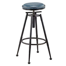 GYPPG Chairs Bar Stools Pub Kitchen Dining Bistro Cafe Adjustable Height 27''-35'' Counter Height Bar Chair Retro Finish Faux Leather Metal Iron (Blue) Counter Kitchen