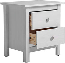 VS Venta-stock Comodino Berna Bianco con 2 cassetti, Realizzato in Pino Massiccio