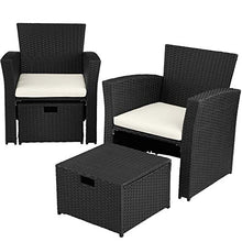 TecTake 800719 Salottino in Rattan, Componibile con Versatilità, Resistente ai Raggi UV, Robusto Acciaio, Tavolo con Piano & Cuscini - Disponibile in Diversi Colori (Nero | No. 403278)