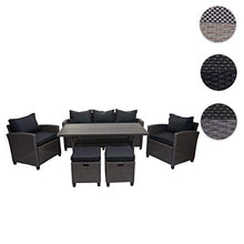 Mendler Salottino da Giardino con Tavolo e 2X Pouf HWC-E95 polyrattan Grigio Cuscini Antracite