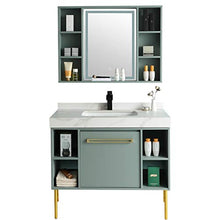 BGROESTWB Mobile da Bagno Specchio Mobile Bagno Moderno in Legno con armadietto a Specchio lavello di Ceramica Leggera per Casa (Color : Green, Size : 50x100x85cm)