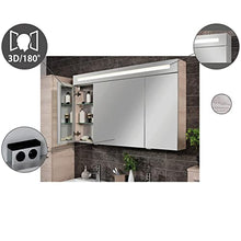 Fackelmann – Set di mobili da bagno B. Clever 2 pezzi 120 cm esche con mobiletto da bagno con lavabo in marmo e armadietto a specchio LED