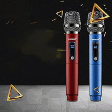 ASFD Microfono da Canto Wireless Durevole Comodo Microfono Ricaricabile Rosso + Blu