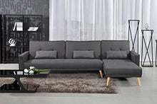 Divano angolare convertibile, design scandinavo, in tessuto, colore: grigio