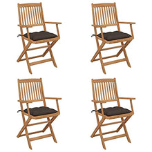 vidaXL Sedie da Giardino Pieghevoli 4 pz con Cuscini Massello Acacia