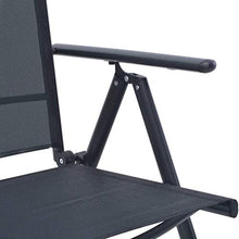 Set Tavolo e 4 Sedie Pieghevoli da Giardino in Metallo e Textilene Nero
