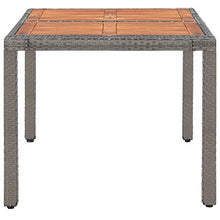 E E-NICES Tavolo da Giardino Grigio 150x90x75 cm in Polyrattan e Acacia