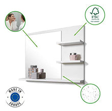 DOMTECH - Specchio da pare per bagno con mensole, colore bianco, 60 cm, specchio a destra
