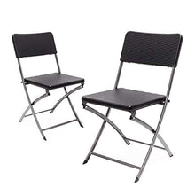 Relaxdays Sedia per Giardino Pieghevole in Ottica Rattan Modello Bastian, Nero, 2 Pezzi