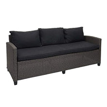 Mendler Salottino da Giardino con Tavolo e 2X Pouf HWC-E95 polyrattan Grigio Cuscini Antracite