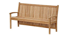 Teako Design Panca da Giardino Pescara, in Legno Massiccio di Teak, Larghezza 180 cm, Cuscino e Colore Verde