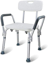 DZX Panca da Doccia, Sgabello da Bagno con braccioli e Schienale, Supporto per la Mobilità del Bagno con Struttura in Alluminio per Anziani /, Altezza Regolabile, Bianco, Sedile per Doccia