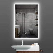 Specchio da bagno a LED, 60 x 80 cm, specchio da parete con interruttore touch, specchio con lampada